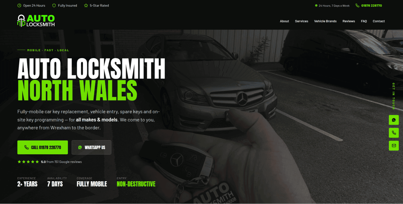 ND Auto Locksmiths website — homepage