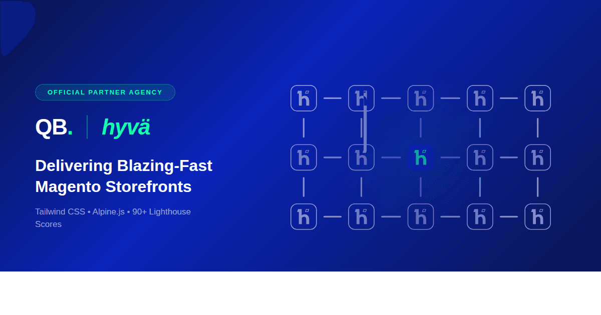 QB Digital x Hyva Partner Agency — delivering blazing-fast Magento storefronts with the Hyva agency network